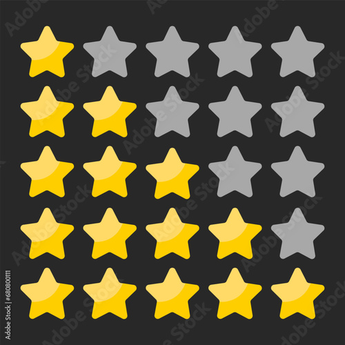 Vector five stars customer product rating review flat icon for apps and websites vector illustration.