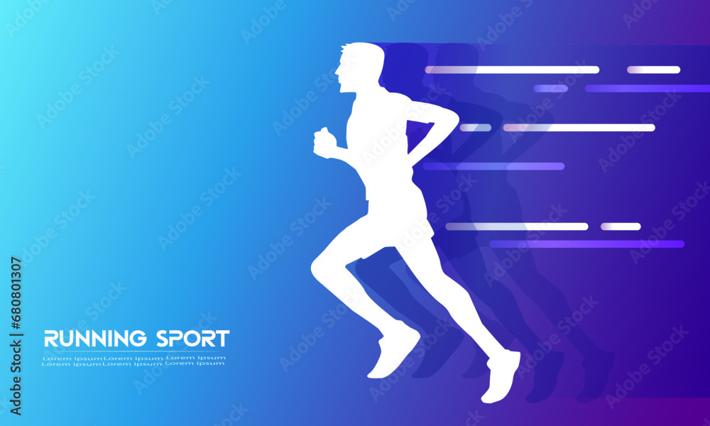 Sports people vector symbol and running competition concept background.