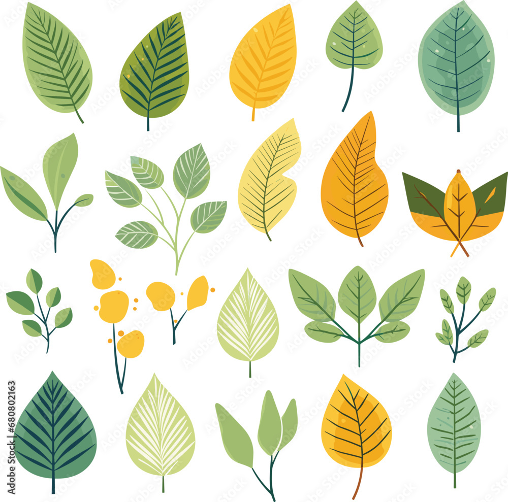 Leaf design elements on white background Leaf design elements on white background