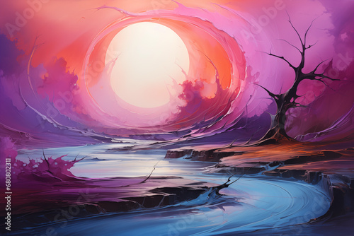 colourful landscape of modern abstract painting 