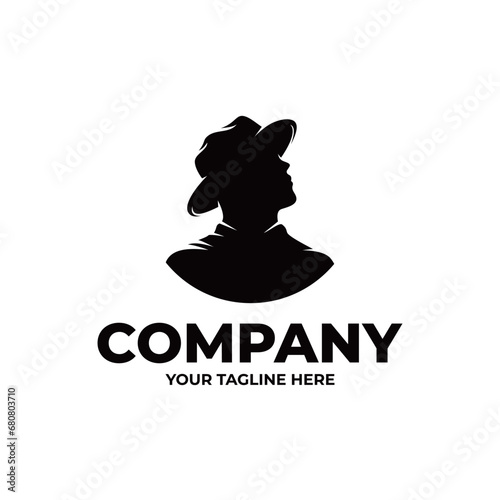 Silhouette of gentleman top hat logo design