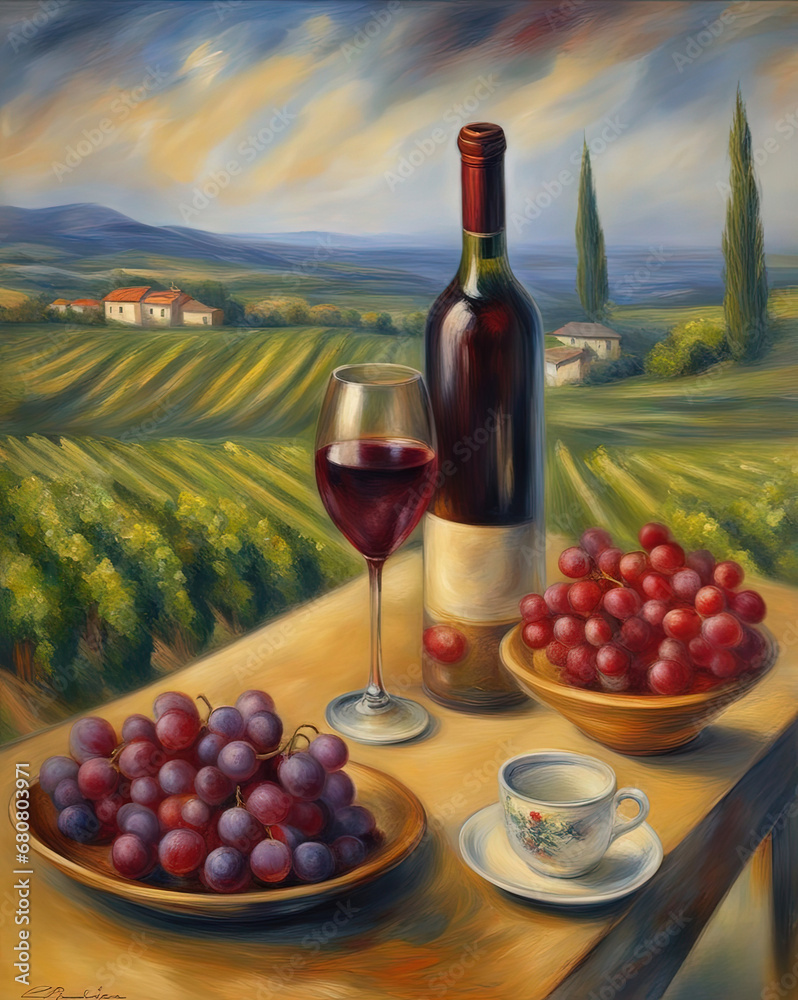 Winery, wine and grape tasting