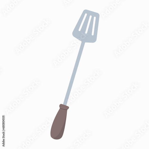 spatula frying food flat design vector illustration.