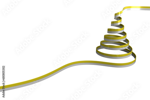 Digital png illustration of spiral tree of yellow and white ribbon on transparent background