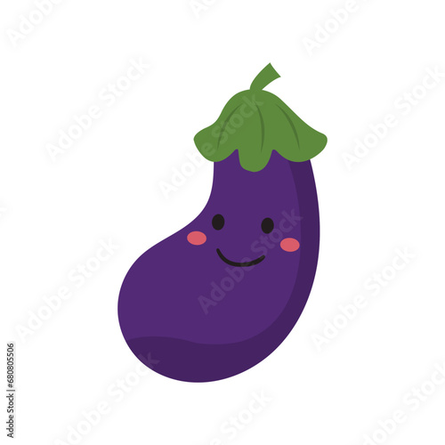 Happy eggplant cute character mascot vector design. eggplant vector.