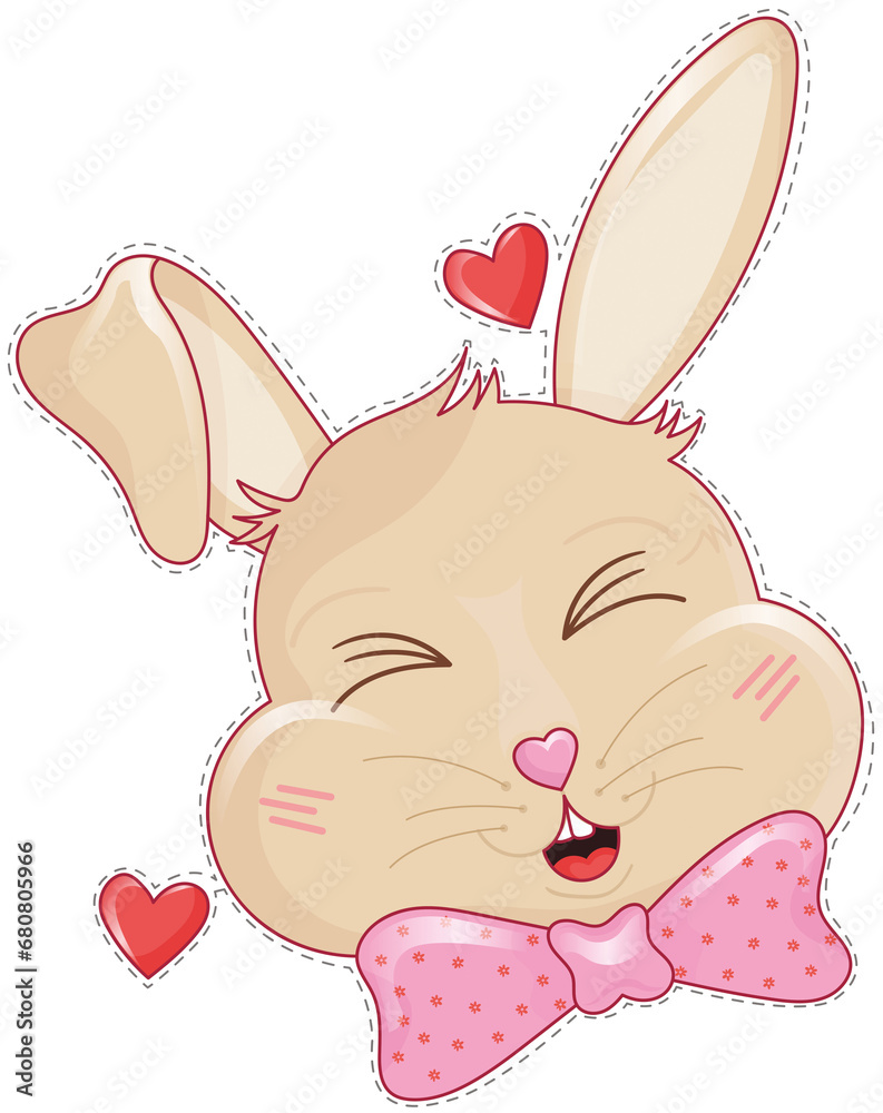 Naklejka premium Digital png illustration of happy rabbit on transparent background