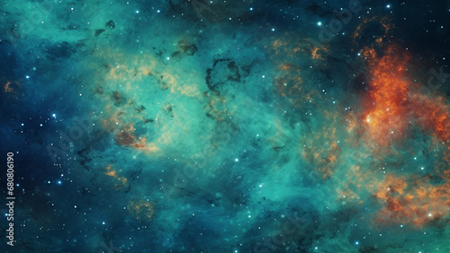 Swirling Nebula Patterns in Cosmic Coral and Interstellar Turquoise