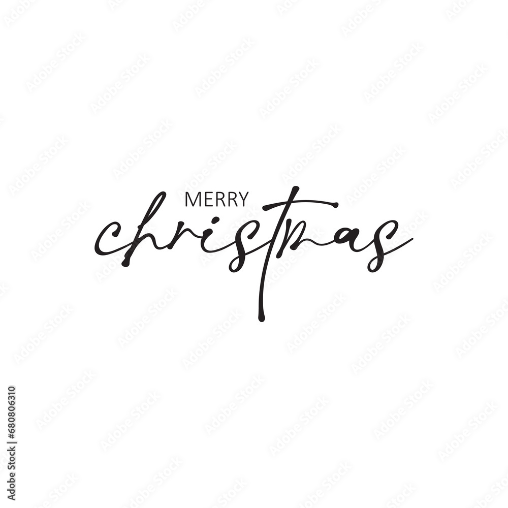 Merry Christmas vector brush lettering. Hand drawn modern calligraphy isolated on white background. Christmas vector  illustration. Creative typography for Holiday greeting cards, banner