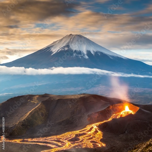 溶岩と富士山 