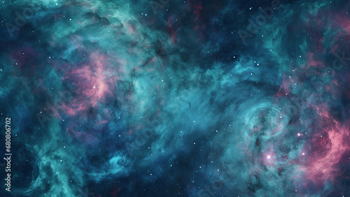 Celestial Teal and Magenta Mystique Cosmic Nebula Pattern © icehawk33