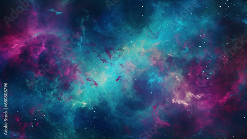 Celestial Teal and Magenta Mystique Cosmic Nebula Pattern
