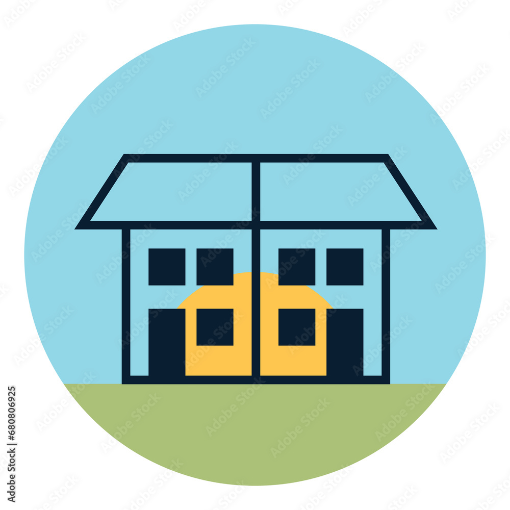 Digital png illustration of house with copy space on blue, yellow, green and transparent background Digital png illustration of house with copy space on blue, yellow, green and transparent background