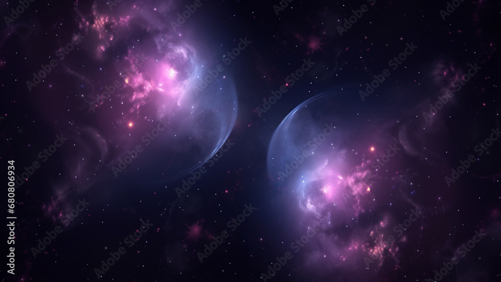 Fototapeta premium Eclipse Black and Astral Lavender Cosmic Nebula Abstract Pattern