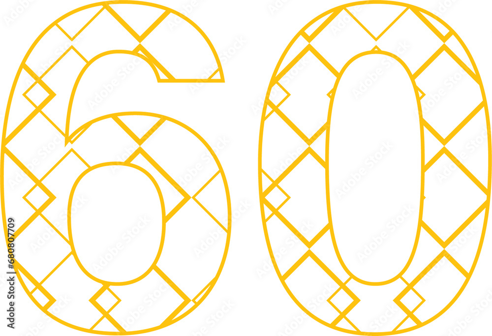 Digital png illustration of sixty birthday candle outline on transparent background - obrazy, fototapety, plakaty 
