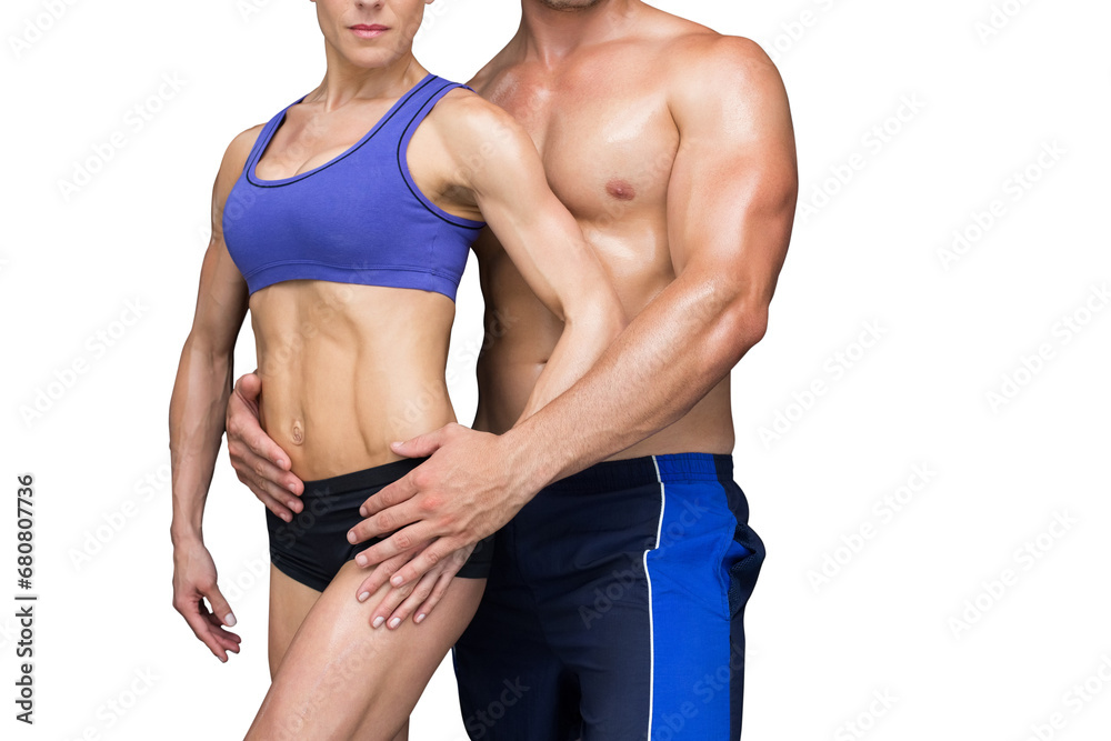 Φωτογραφία Digital png photo of caucasian bodybuilding couple on transparent background