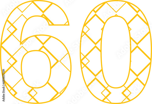 Digital png illustration of sixty birthday candle outline on transparent background photo