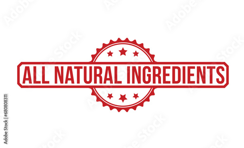 All Natural Ingredients Red Rubber Stamp vector design.