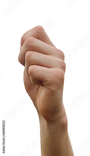Digital png photo of clenched hand into fist on transparent background