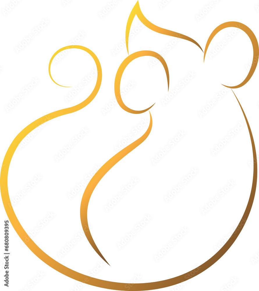 Fototapeta premium Digital png illustration of yellow mouse with copy space on transparent background