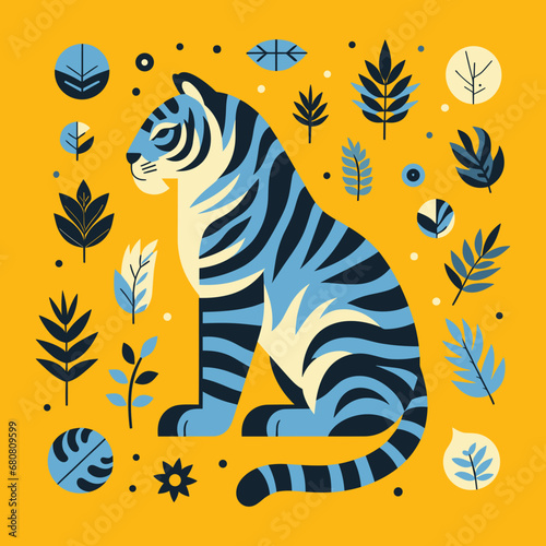 vector tiger head with minimalist preview and good collour