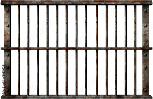 Jail Cell Bar Isolated on Clear Background, Vintage Iron Element