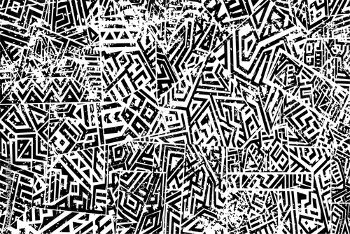 grunge ethnic pattern background (black & white)