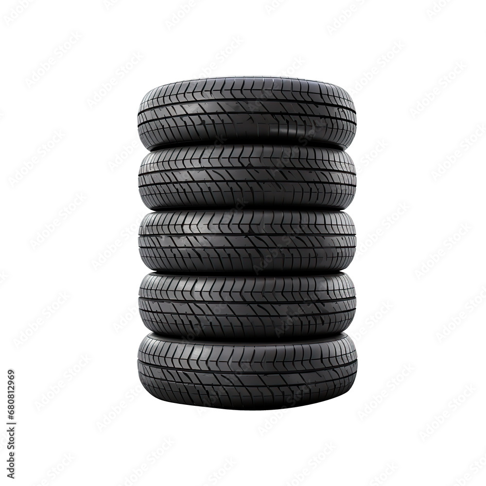 Tires Stacked Up Isolated on Transparent Tires Stacked Up Isolated on Transparent