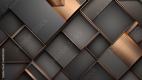 luxury gray background bronze shades in 3d abstract with square geometric photo