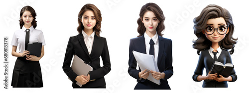 office lady 18 years old  big eyes  wearing office formal wear  hold the document and smile