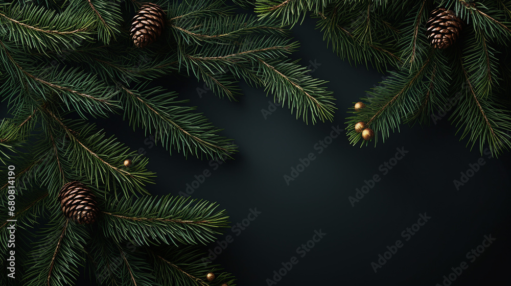 festive composition with fir tree branches isolated