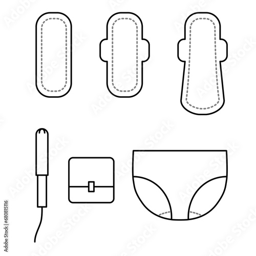 生理用品の線画イラスト（塗り無し）