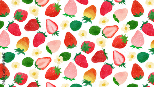 水彩のいちごの背景A　フルHDサイズ