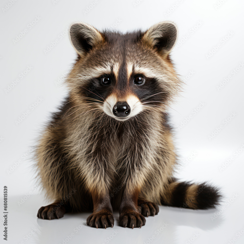 raccoon on white background