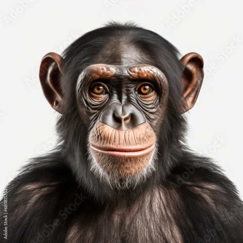 Chimpanzee face on a white background © crazyass