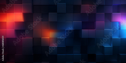 Colorful Geometric Shapes A Captivating Abstract Artwork Background   Colorful squares on a dark background Generative Ai