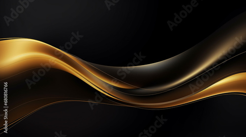 golden wave on black background luxury modern concept design