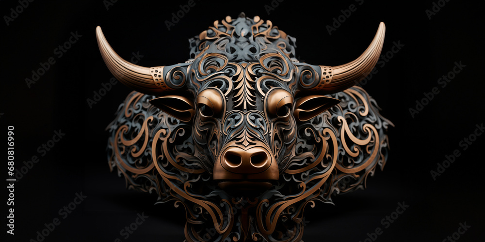 Bulle als Symbol für den Bullenmarkt an der Börse im Querformat für Banner, ai generativ Bulle als Symbol für den Bullenmarkt an der Börse im Querformat für Banner, ai generativ