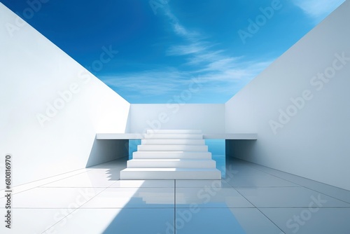 Abstract futuristic architecture background  Minimal technology white backdrop