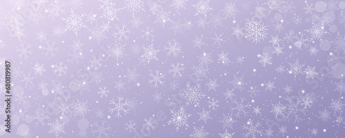 Christmas snowy background. Cold pink winter sky. Vector ice blizzard on gradient texture with flakes. Festive new year theme for season sale wallpaper.