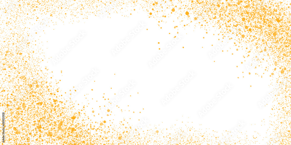 gold glitter transparent background and Gold sparkle splatter border. Gold Foil Frame Gold brush stroke.