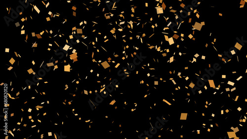 Confetti Gold Exploding on a black background with Alpha Channel
