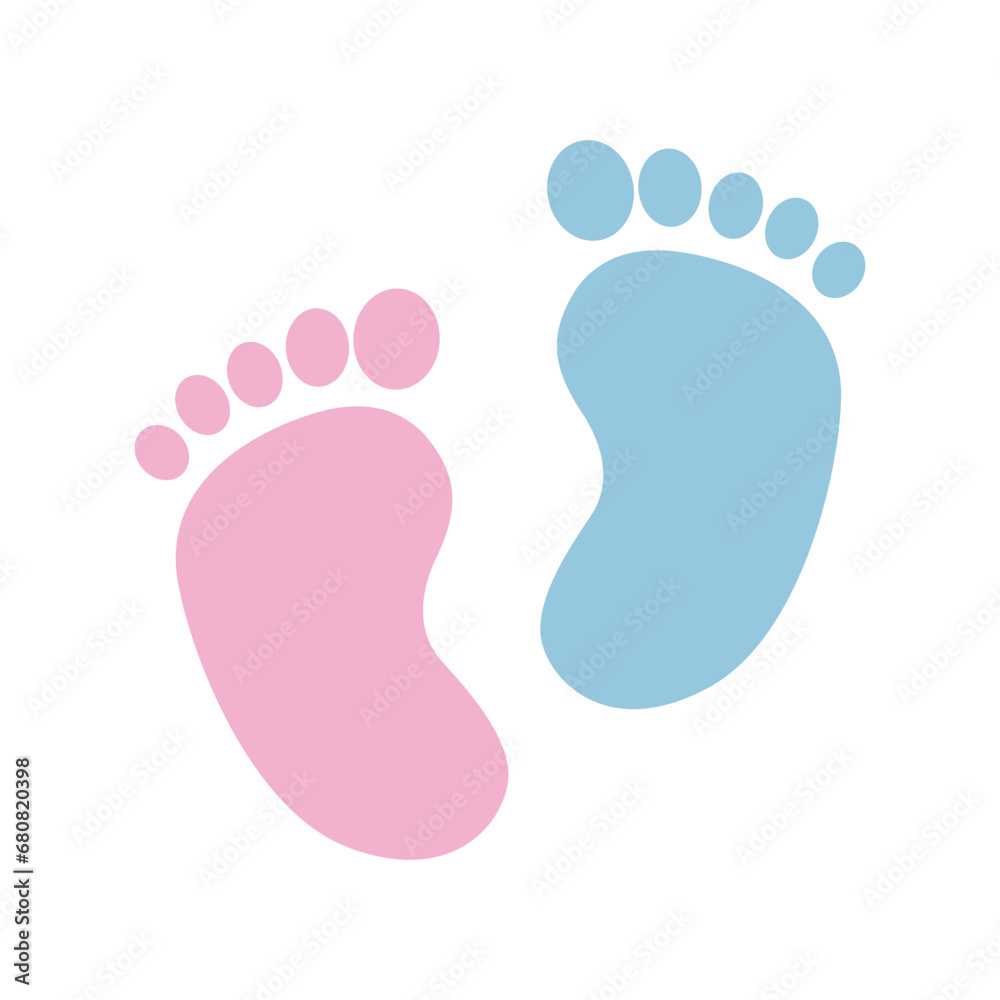 Baby foot print pink and blue colors. Baby foot print pink and blue colors.