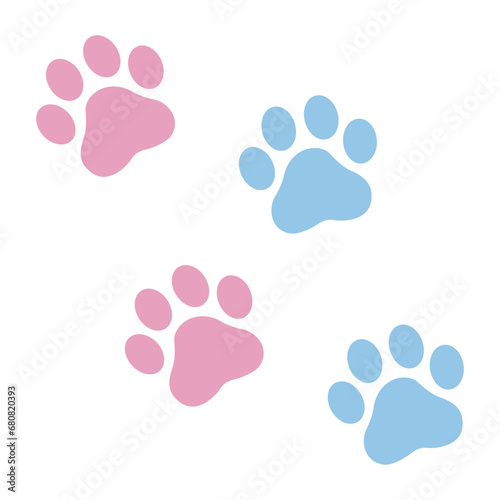 Paw print cat, dog, puppy pet trace. paw print vector illustrator.