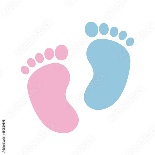 Baby foot print pink and blue colors.