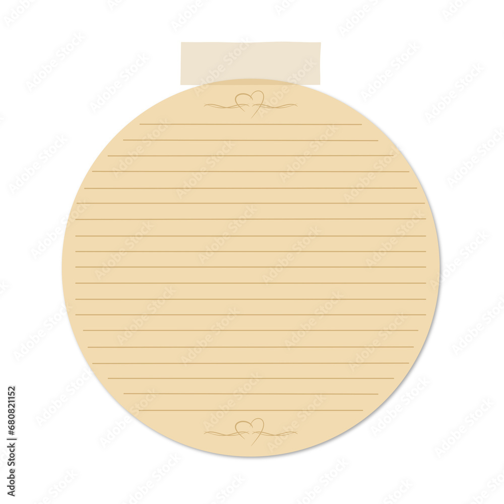 A Piece of Round Stationery Paper with Adhesive Tape. Can be used as a Text Frame. A Piece of Round Stationery Paper with Adhesive Tape. Can be used as a Text Frame.