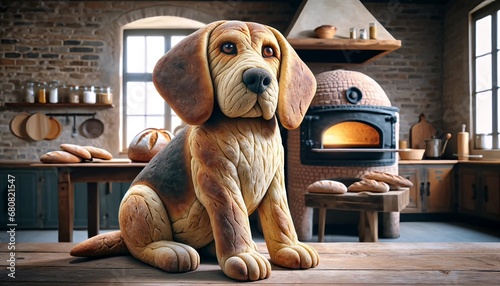 Pero hecho de pan con horno casero, pan, perro  photo
