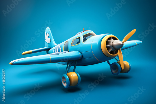 funny cartoon airplane in 3d style,  generative ai photo