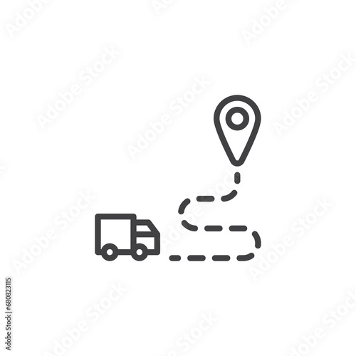 Delivery truck route line icon
