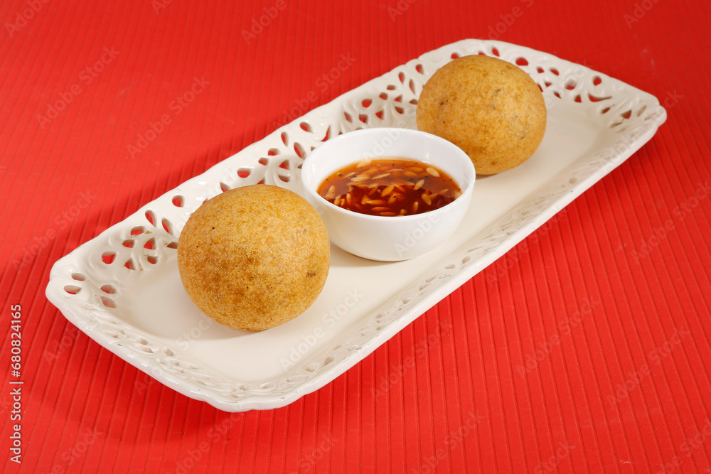 Homemade snack - potato croquettes or aloo bonda Homemade snack - potato croquettes or aloo bonda