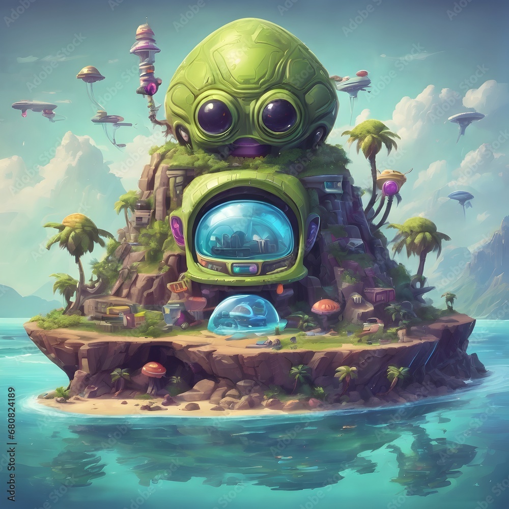 Alien Island Cartoon Background Very Cool